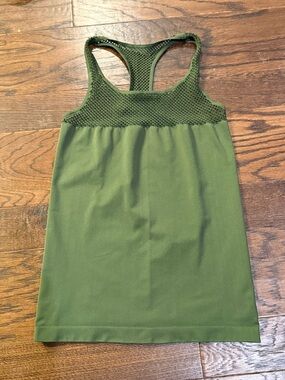 Olive Green Racerback Tank with Mesh Yoke Zella size Large exercise unique
